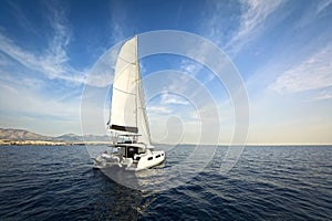 Luxury sailing catamaran sail the greek seas