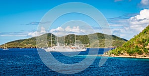 Luxury sailing cruise ship, Guadeloupe, Caribbean Islands.