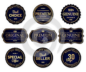 Luxury seal labels and premium quality product photo