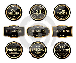 Luxury seal labels and premium quality product photo
