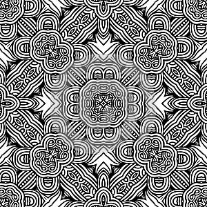 Vector vintage seamless black and white floral pattern. photo