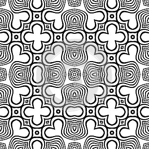 Vector vintage seamless black and white floral pattern. photo