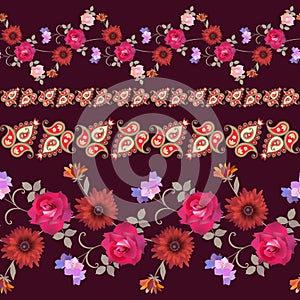Luxury seamless floral pattern with paisley. Vector illustration. Indian, persian motives