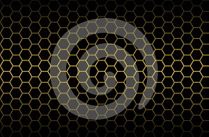 Luxury seamless geometric pattern. Grid hexagonal texture Dark vector background with golden honeycomb honey for design banner or