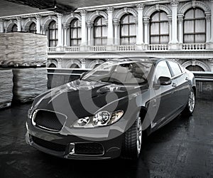 Luxury sedan car 3d illustrated
