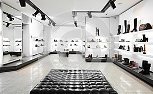 Luxury shoe store with bright interior