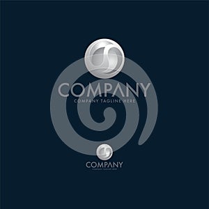 Luxury silver letter 3d logo design template