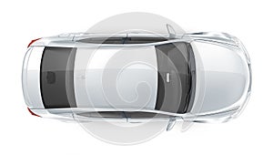 Luxury silver sedan - top view