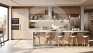 Luxury sink wood white interior kitchen house table apartment design modern furniture home architecture