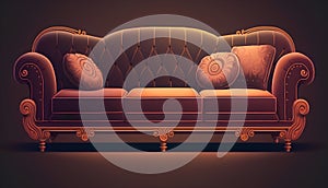 Luxury sofa with pillows in Victorian style. Vector illustration