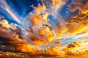 Luxury soft gradient orange gold clouds with sunlight