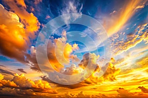 Luxury Soft Gradient with Orange Gold Clouds and Sunlight