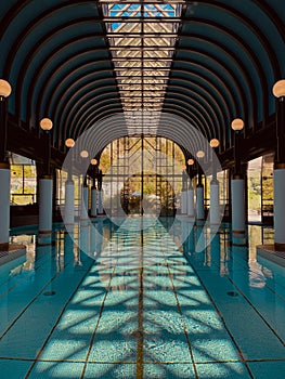 Luxury spa resort with a big pool indoors