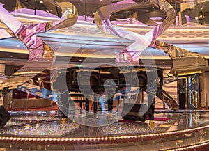 Luxury sparkling interior with Grand piano and floor with rhinestones on cruise liner MSC Meraviglia, 8 October 2018 photo