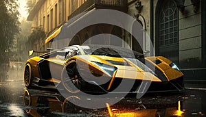 Luxury speed super car. Fast power vehicle concept. Generative AI