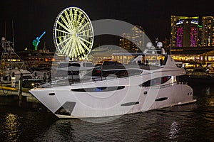 Luxury speed yachts near tropical island in Miami