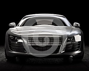 Luxury sport car dark indoor 3d illustration