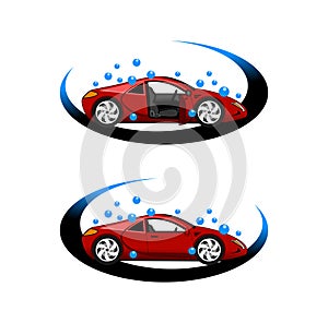 Luxury sport car wash design illustration