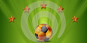 Luxury sport football background with golden stars and soccer ball