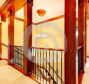Luxury staircase with wood columns