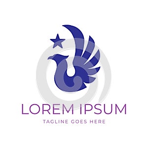 Luxury Star Eagle Hawk Falcon Phoenix Wings Bird Logo Design