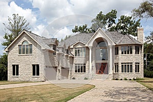 Luxury stone home with colums