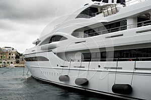Luxury super yacht moored at Manoel Island
