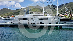 Luxury Superyacht Docked in a Marina in St. Maarten