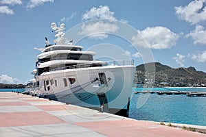 Luxury Superyacht Docked in a Marina in St. Maarten