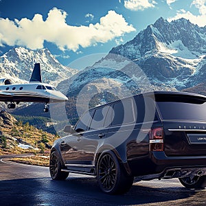 Luxury SUV Driving Through a Scenic Mountain Road photo