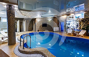 Luxury swimming pools in a modern hotel photo