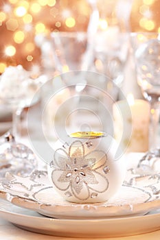 Luxury table setting for Christmas photo