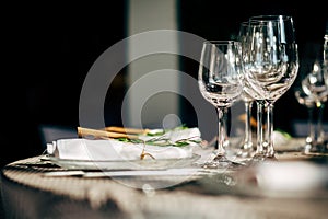 Luxury Table setting for party, Christmas, holidays and weddings
