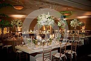 Luxury table setting at a wedding venue photo