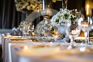 Luxury table settings for fine dining