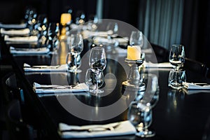 Luxury table settings for fine dining