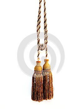 Luxury tassels for beautiful curtain ropes. Isolated on white background