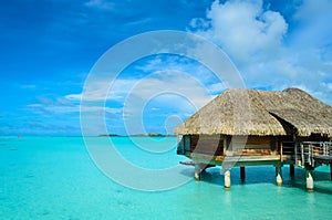 Luxury thatched roof honeymoon bungalow