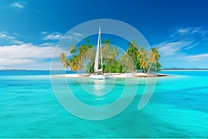 Luxury in the Tropics: Unwind on a Yacht During Your Tropical Island Getaway. Generative AI.