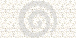 Luxury vector abstract geometric seamless pattern. Gold and white linear texture