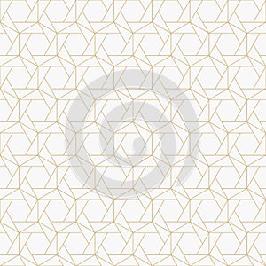 Luxury vector abstract geometric seamless pattern. Gold and white linear texture