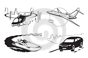 Luxury vehicles by air water and on the road