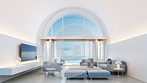Luxury villa house on the beach sea view interior modern design - 3D rendering