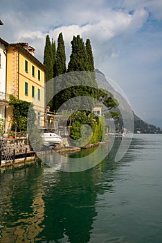 Luxury villa Lake - Lago Lugano, Como, Italy. Historical villa and lakeside garden. photo