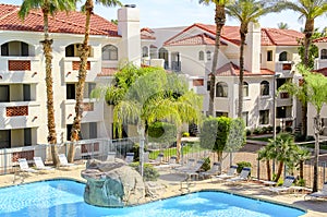 Luxury villa pool and courtyard
