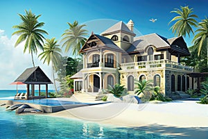 luxury villa, with private swimming pool and hot tub, on secluded tropical beachfront