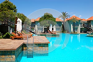 Luxury villas and swimming pool at luxury hotel