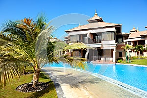 The luxury villas in Thai style hotel on Palm Jumeirah