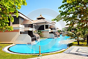 The luxury villas in Thai style hotel on Palm Jumeirah