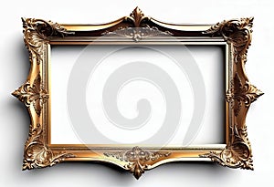 Luxury vintage frame on a white background, ornamental style, elegant frame for design and photos,